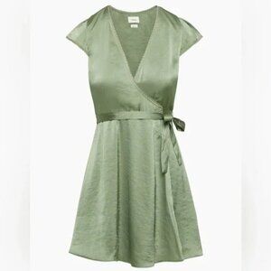 Aritzia Wilfred Mademoiselle Satin Dress Bitter Sage Green Size 2XS